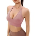 thumbnail image 3 of Spencer Strappy Bra Sports Bras for Women, Halter Neck Backless Padded Impact Strappy Bra Workout Gym Yoga with Removable Cups, Pink, 3 of 9