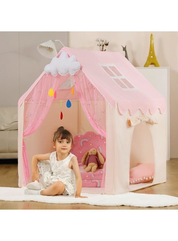LOAOL Kids Play Tent with Two Doors, Middle Sized Indoor Playhouse Tent for Baby Girls and Boys, Imaginative Cotton Tent