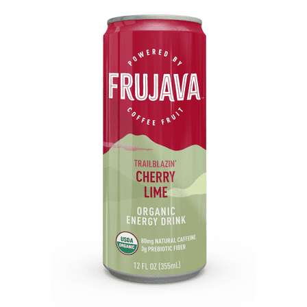 Frujava Sparkling Cherry Lime Energy Drink, Natural Caffeine from Coffee, Organic, Gluten-Free, Vegan, 12 Fl Oz (Pack of 12)