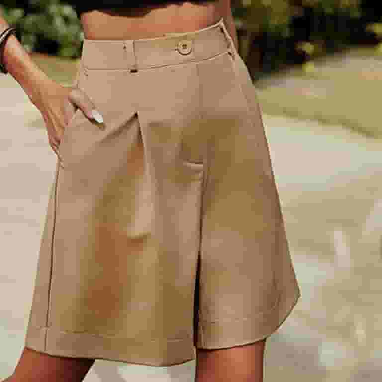 ハーフ・ショートパンツ No.1176 S cut wide bermuda SHORTS (3color) Women's Casual Shorts Bermuda Shorts Button High Waist Wide