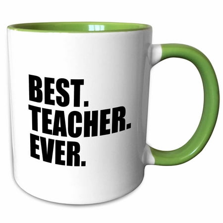 3dRose Best Teacher Ever - School Teacher and Educator gifts - good way to say thank you for great teaching - Two Tone Green Mug,