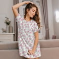thumbnail image 3 of Fotbe Floral Bata de Dormir para Mujer con Estampado, Camisón de Algodón de Manga Corta, Ropa de Dormir Casual, 3 of 6