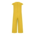 thumbnail image 4 of Dezsed Women Linen Wide Leg Jumpsuit Summer Casual Beach Palazzo Pants One Piece Jumpsuit with Pockets Yellow S, 4 of 5