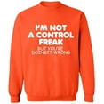 thumbnail image 2 of OXI Crewneck Sweatshirt - Not a Control Freak, Basic Casual Sweatshirts for Men's and Women Fleece Sweatshirt Long Sleeve - Orange 2X-Large, 2 of 2