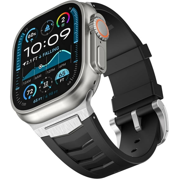VeveXiao Durable Liquid Silicone Band with Metal Connector Compatible with Apple Watch Ultra 2 Band 49mm 46mm 45mm 44mm, Sport Silicone Replacement Strap for iWatch Series 10 9 8 7 SE 6 5 4