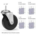 thumbnail image 3 of 3-Inch Casters for Shelf Unit, Set of 4,Threaded Stem 1/4",5/16",3/8" Stem All Include,Universal for All Kinds of Shelving Unit, 3 of 7