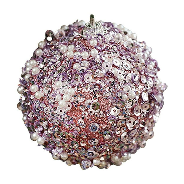 Adornos para árbol de Navidad de 8 cm - Decoraciones colgantes de espuma de lentejuelas, decoración navideña brillante para árbol festivo