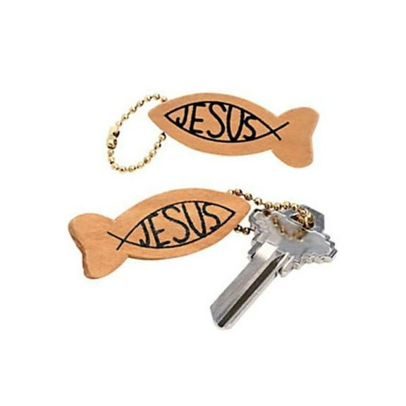 48 Christian Jesus Fish Wood Key Chains Pack of 48. Keychains