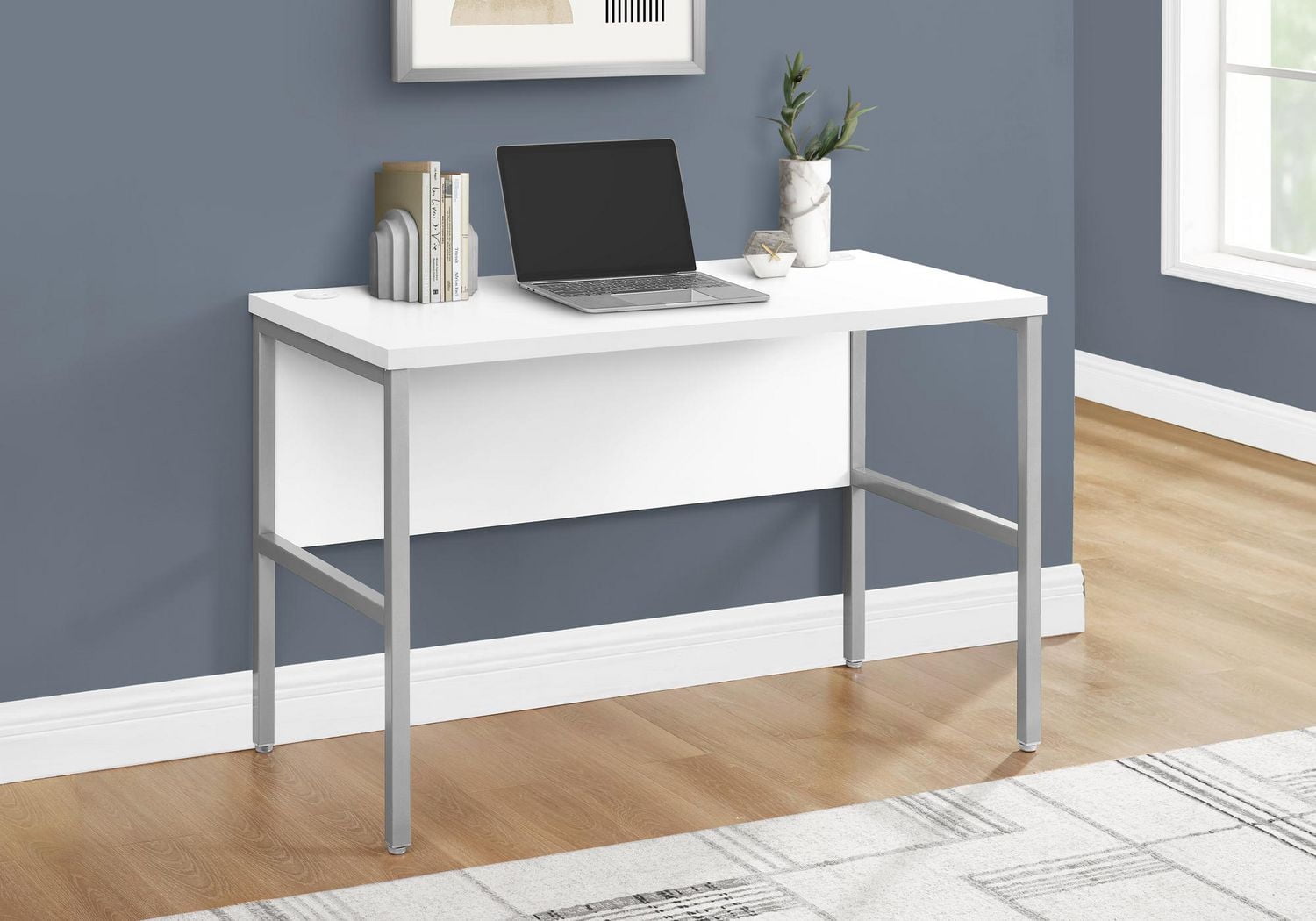 Monarch Specialties Computer Desk, 48"l, Work, Home Office, Commercial Grade, Grey Laminate, Black Metal, Contemporary