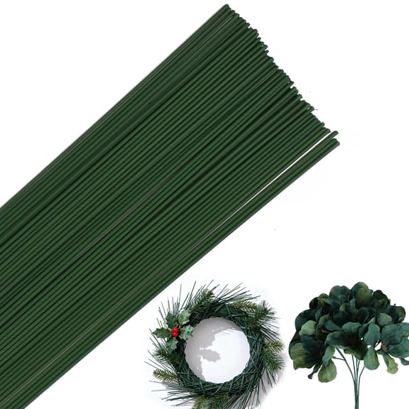 HUIANER 60Pcs Green Floral Wire for Flower Stems, 14 Gauge for DIY Crafts, Flower Making Supplies and Wedding Decorations (16 Inches)