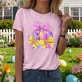 thumbnail image 5 of felwors Plus Size Happy Easter Graphic Spring Shirt Cute Letter Printed Blouse Tees Women Casual Short Sleeve Tops (Pink, M), 5 of 8