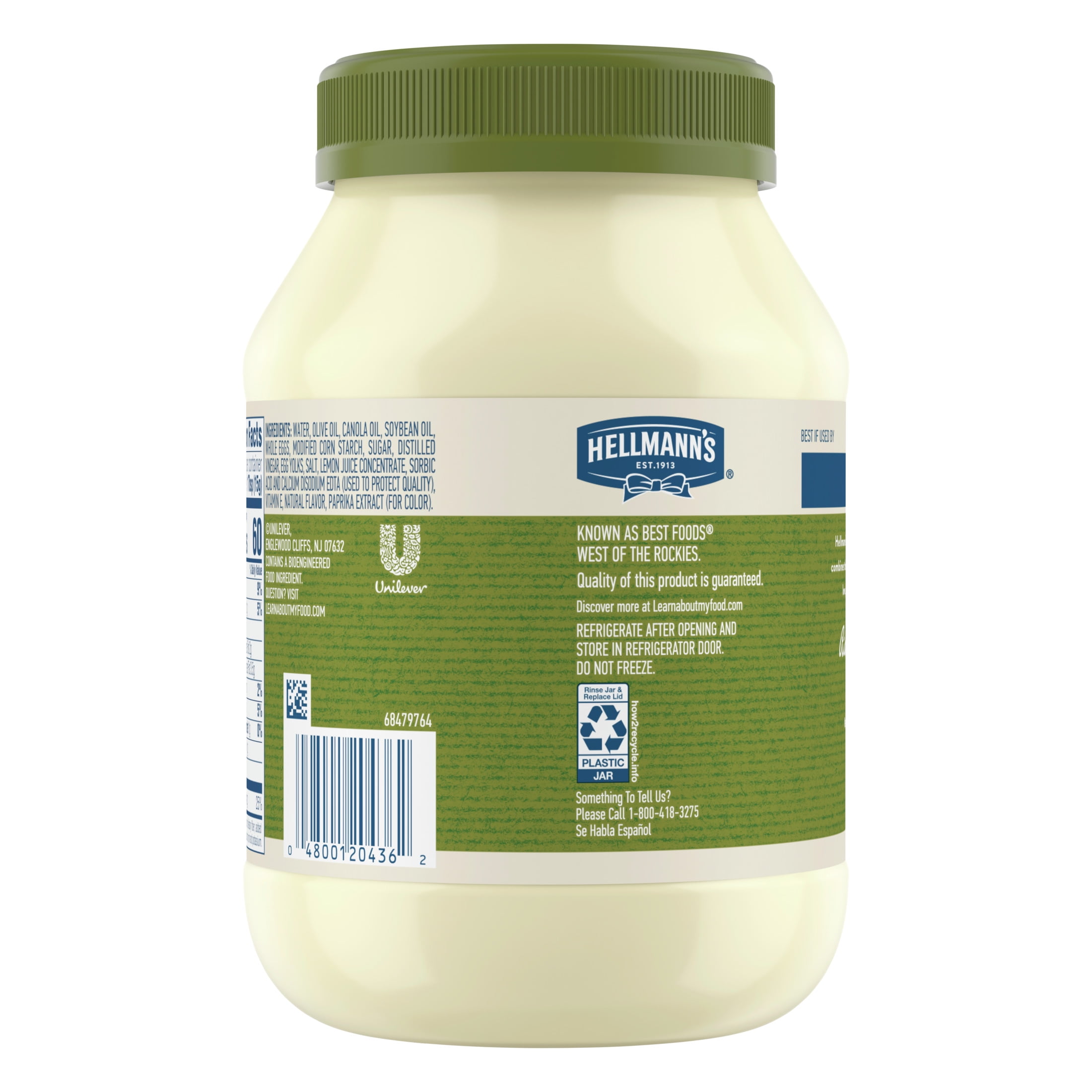 (12 pack) Hellmann's Olive Oil Mayonnaise Dressing Condiments, 30 fl oz Jar