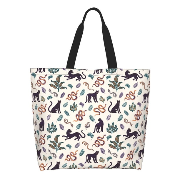 Disketp Black Cat And Snake Bolsa Tote Estampada para Mujer, Bolso de Hombro y de Mano para Compras y Viajes