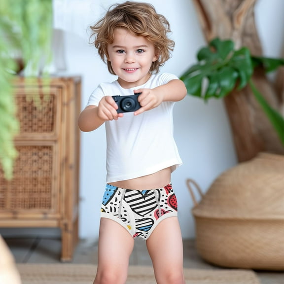 Ckdifva Cute Hearts Boys Underwear Briefs Cotton Panties Active Stretch Briefs One Pack