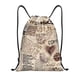 thumbnail image 1 of Fotbe Abstract Coffee Pattern With Letters Bolsa Mochila con Cordón Estampada, Bolsa de Gimnasio Deportiva, Bolsa Cinch, Bolsa con Cordón para Hombres y Mujeres-Medium, 1 of 6