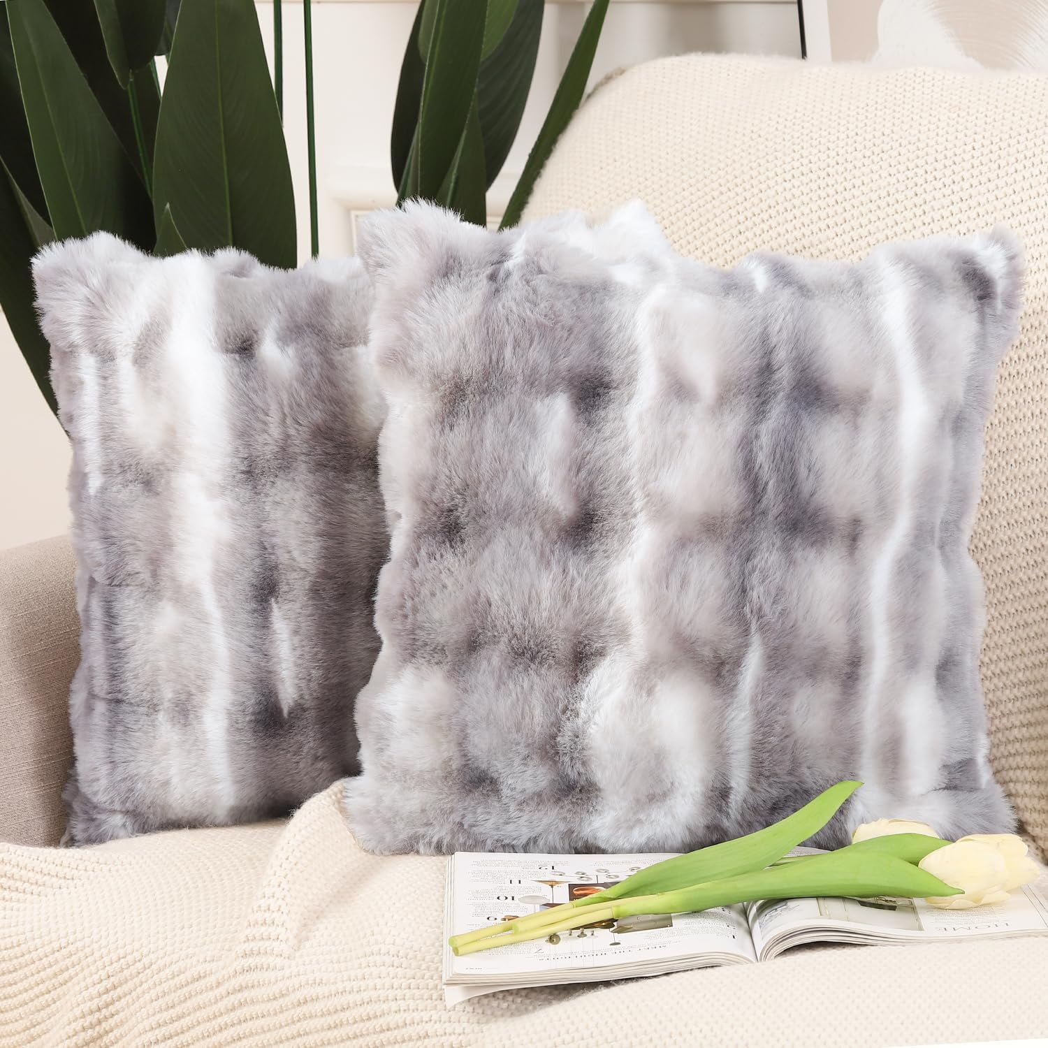 sasyxdc Pack of Thick Plush Wool Throw Pillow Covers 20x20 Inch