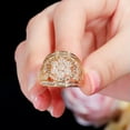 thumbnail image 5 of Gorgeous Micro Pave African Cubic Zircon Flower Dubai Gold Plated Big Ring Gift, 5 of 9