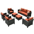 thumbnail image 2 of Ovios 7 Pieces Patio Furniture Set Outdoor Wicker Sectional Sofa All-Weather Conversation Patio Seating Set with Ottoman for Backyard, Orange Red, 2 of 8