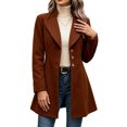 thumbnail image 7 of cocolona Pea Coats for Women Solid Color Elegant Notched Lapel Single Breasted Overcoat Slim Fit Pleated Hem Long Jacket, 7 of 7