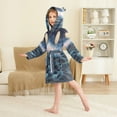 thumbnail image 4 of FORMRS Niños Bathrobe Unisex Hooded Robe Soft Plush Pajamas Sleepwear, Size 7-9T, Ocean Waves, 4 of 7