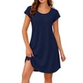 thumbnail image 3 of Frostluinai Women's Nightgown Short Sleeve Nightshirt Crewneck Sleep Shirt Comfortable Mini Pajama Dress Solid Casual Home Sleep Dress S-XXL, 3 of 10
