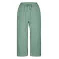 thumbnail image 4 of Maean Women's Capri Pants Loose High Waisted Wide Leg Lounge Pants Drawstring Causal Trousers with Pockets, 4 of 5
