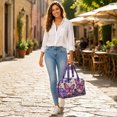 thumbnail image 4 of Quilted Embroidered Travel Duffel Bag 16x8x8 Inch, Compact Overnight Bag with Padded Handles, Gym Yoga Tote, Vacation Carry-On Bag, 4 of 8