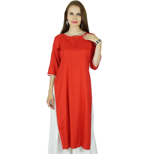 Bimba Femme Été Kurta Kurti en Rayonne Manches 3/4 Tunique Formelle Décontractée - Vêtement à Surpiqûres Personnalisées