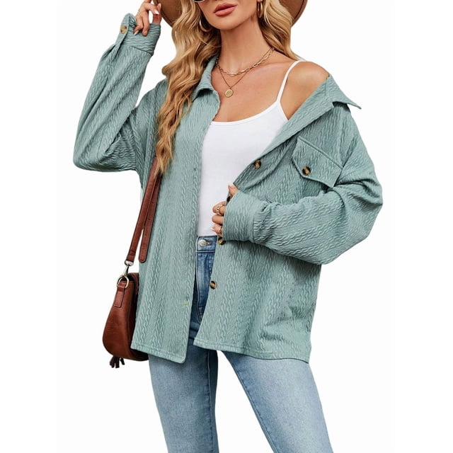 Blusas Informales de Larga Extragrandes con Botones y Cuello Halter para Mujer Verde XL