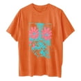 thumbnail image 4 of TSADFHJI Hauts Femmes Hiver Femmes Surdimensionné Ample Col Rond Manches Courtes T-Shirts Hauts d'Été Chemise Hauts Femmes Imprimé Décontracté Hauts Blouse TTTG Orange, 4 of 4