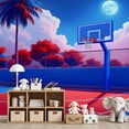 thumbnail image 7 of Basketball Wallpaper Outdoor Basketball Court Palm Tree Peel and Stick Wall Murals 69"H x 96"W Removable PVC Wall Paper Self-Adhesive Wall Paintings Art Decor for Bedroom Living Room, 7 of 7