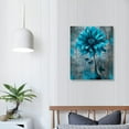 thumbnail image 4 of Acheng  Abstract Flowers Wall Art Teal Flower Canvas Pictures Rustic Blossom Canvas Painting for Bedroom Bathroom Wall Decor Modern Teal Grey Canvas Prints Contemporary Botanical Wall Art  16x20 in, 4 of 5