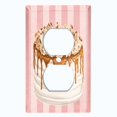 thumbnail image 2 of Metal Light Switch Plate Cover Layered Caramel Cake Striped Wallpaper Pink CAK057, 2 of 13