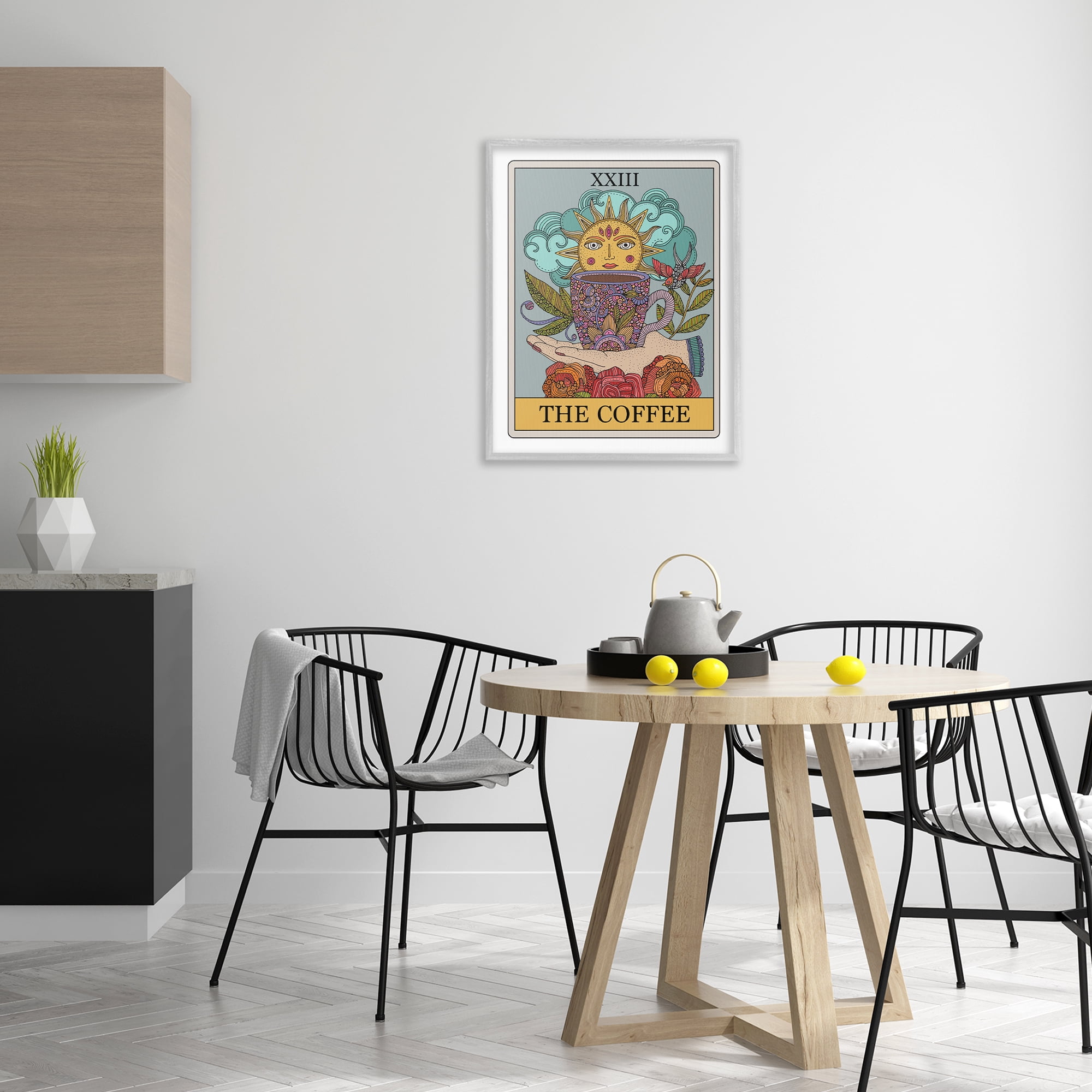 Stupell Industries The Coffee Tarot Food & Beverage Painting Gray Framed Art Print Wall Art, 24 x 30