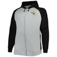 thumbnail image 2 of Men's Heather Gray Jacksonville Jaguars Big & Tall Fleece Raglan Full-Zip Hoodie Jacket, 2 of 3