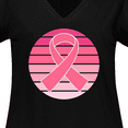 thumbnail image 4 of Inktastic Breast Cancer Pink Ribbon Retro Women's Plus Size V-Neck T-Shirt, 4 of 5