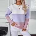 thumbnail image 4 of Nmnitkp Sweaters for Women Warm and Close to Skin Womens Oversized Striped Sweaters Color Block Long Sleeve Crew Neck Sweater Casual Loose Pullover Y2K Knit Top, 4 of 9