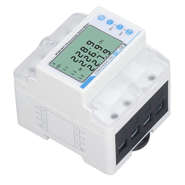 Medidor de Energía Inteligente Wifi, Protección Contra Sobretensions de Corriente de VoltaJe de 60-300V 100a wifi fotovoltaico vista transparente con luz de fondo para el hogar