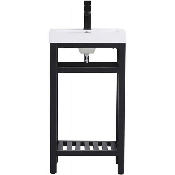 18 in. Single Bathroom Metal Vanity, Black
