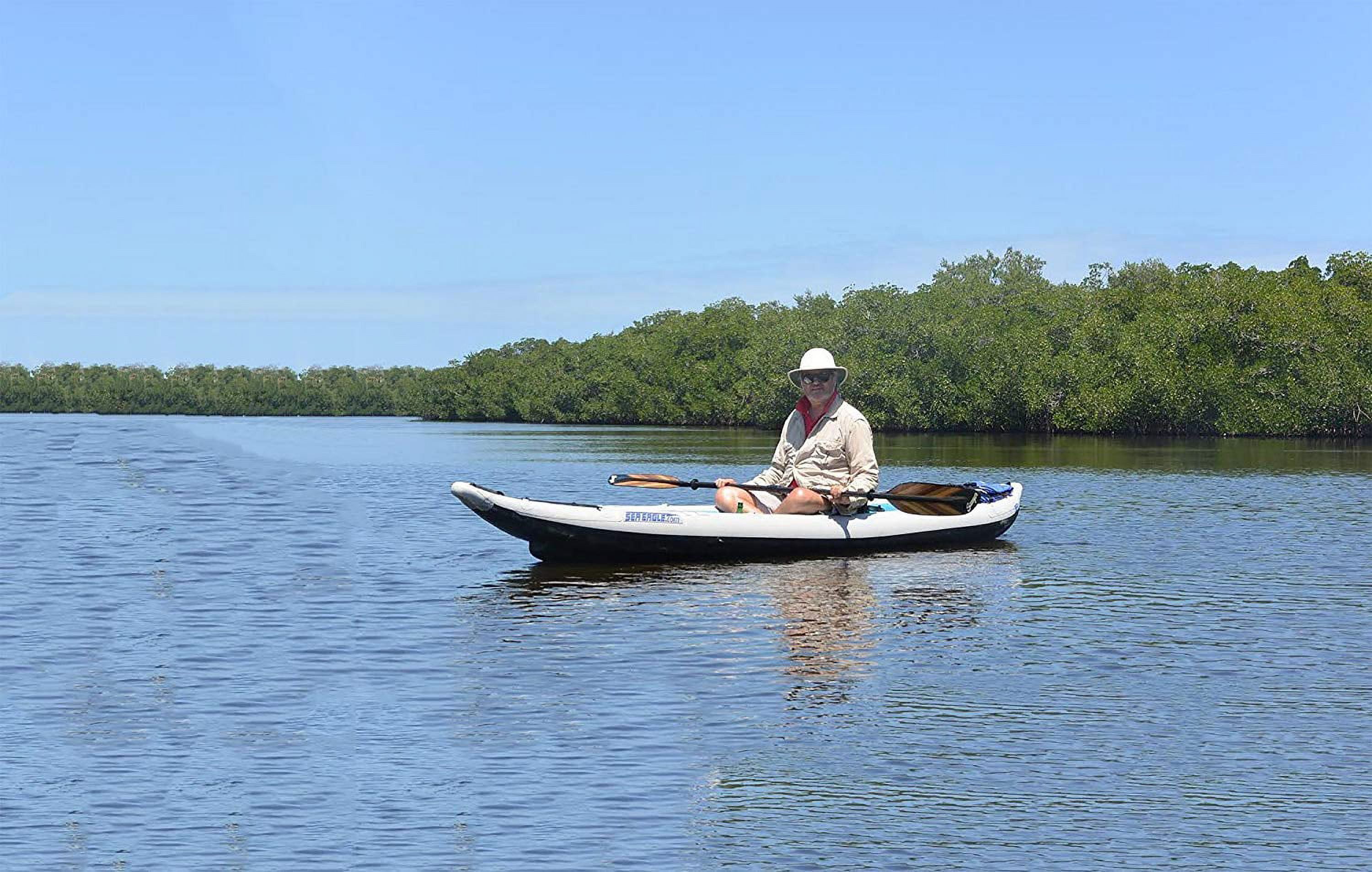 Sea Eagle 385FT Fasttrack Inflatable 12'6" 1-3 Person Touring Kayak with Rigid External keel-Smoother Paddling Experience-Light Weight- Deluxe Solo Package