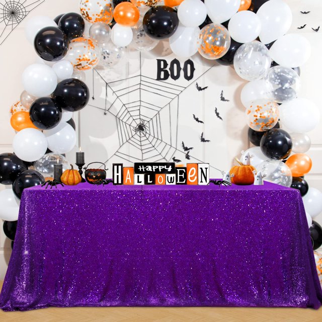 Mantel B-COOL - Mantel cuadrado con lentejuelas y purpurina, color morado