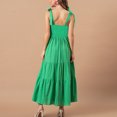 thumbnail image 3 of Vestido con tirantes y cuello en V, cintura delgada, dobladillo grande, tela de lunares redondos para verano, verde, XXL, 3 of 5