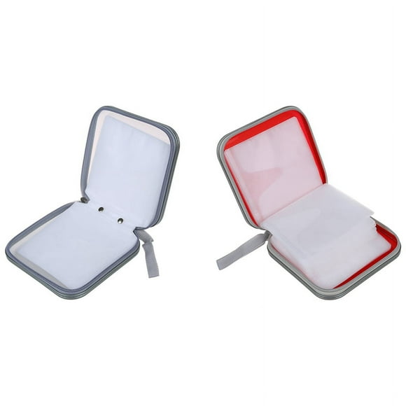 2 Pcs 40 CD DVD Disc Album Storage Carry Case Cover Wallet Sleeve Holder Bag Hard Box - Silver & Red