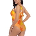thumbnail image 6 of Balery Fall Maple Leaves One Shoulder Swimsuits for Women Ruffle Swimsuits Tummy Control One Shoulder Bathing Suits-Large, 6 of 8