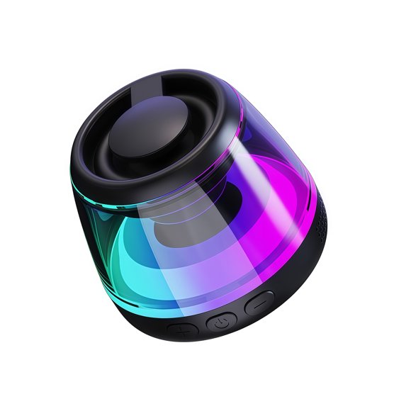 Mini altavoz con diafragma de graves, altavoz de 5 W con imán interno, 7 horas de autonomía, emparejamiento estéreo TWS, luz RGB y ranura para tarjeta TF