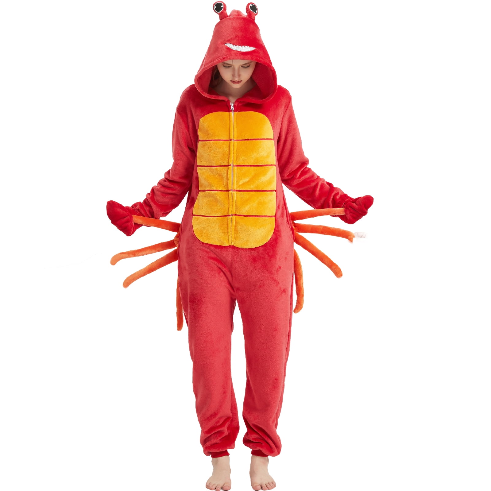 SWEETXIN Adult's Crab One-Piece Holiday Family Pajamas Halloween Costume Suit for Women and Men Jumpsuit SizeS