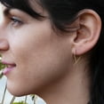 thumbnail image 5 of Upside Down Huggie Hoop Earrings 24mm 18 GA Hypoallergenic Lightweight Wire Piercing Drop Dangle Threader Hoops for Women(14K Rose Gold Filled, Diamond Cut Wire), 5 of 6