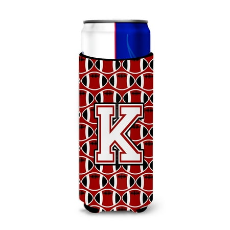 

Carolines Treasures CJ1082-KMUK Letter K Football Cardinal and White Ultra Beverage Insulators for slim cans Slim Can