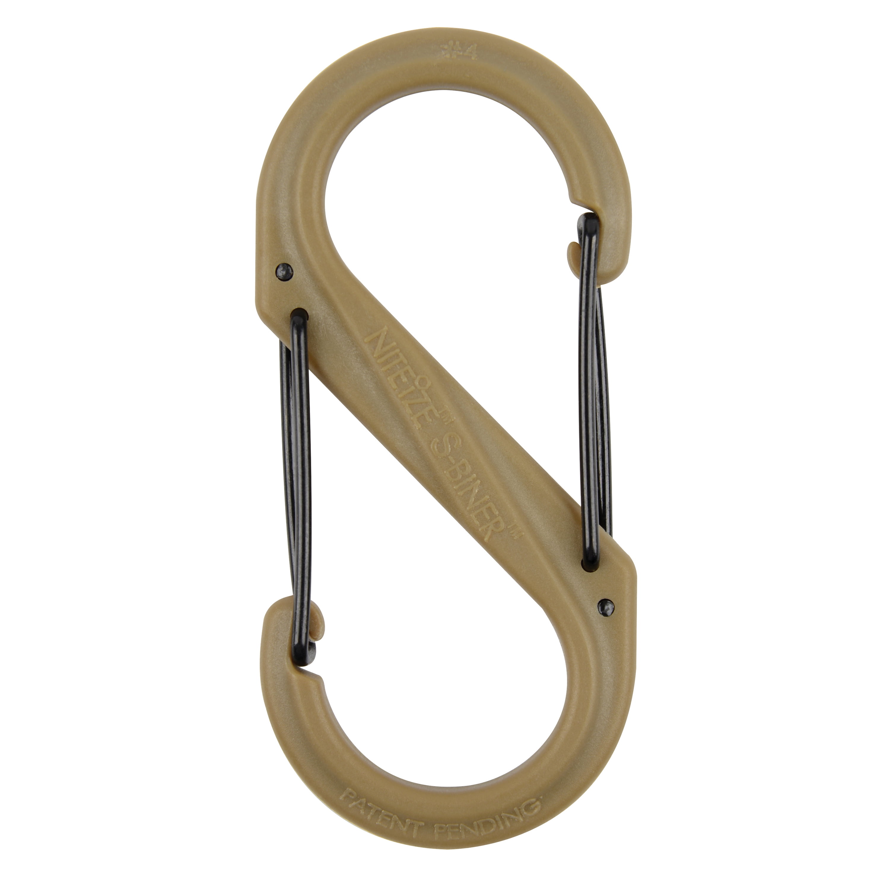 Nite Ize S-Biner Dual Carabiner Plastic - Durable Dual Carabiner with Wire Gate Closure for Organizing Keys & Keychain Attachments - Size 4, Coyote (8 Pack)