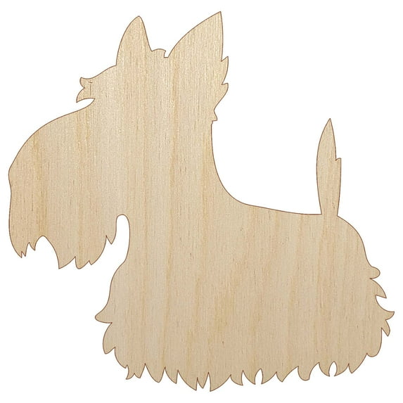 Delightful Cartoon Scottish Terrier Wood Shape Unfinished Piece Cutout Craft DIY Projects - 6.25 Inch Size - 1/8 Inch Thick